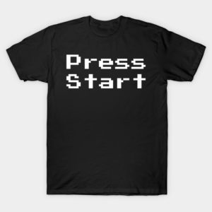 press start retro gaming 8 bit tee shirt